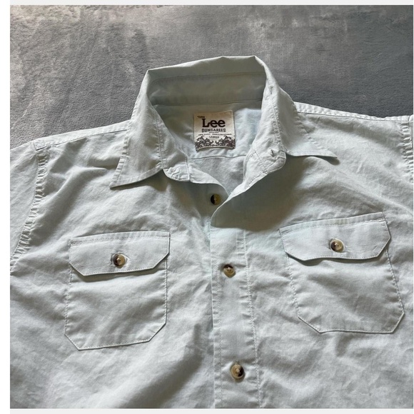 Lee Light Blue Short Sleeve Button Up Two Chest Pockets Casual Shirt Large - Picture 5 of 5